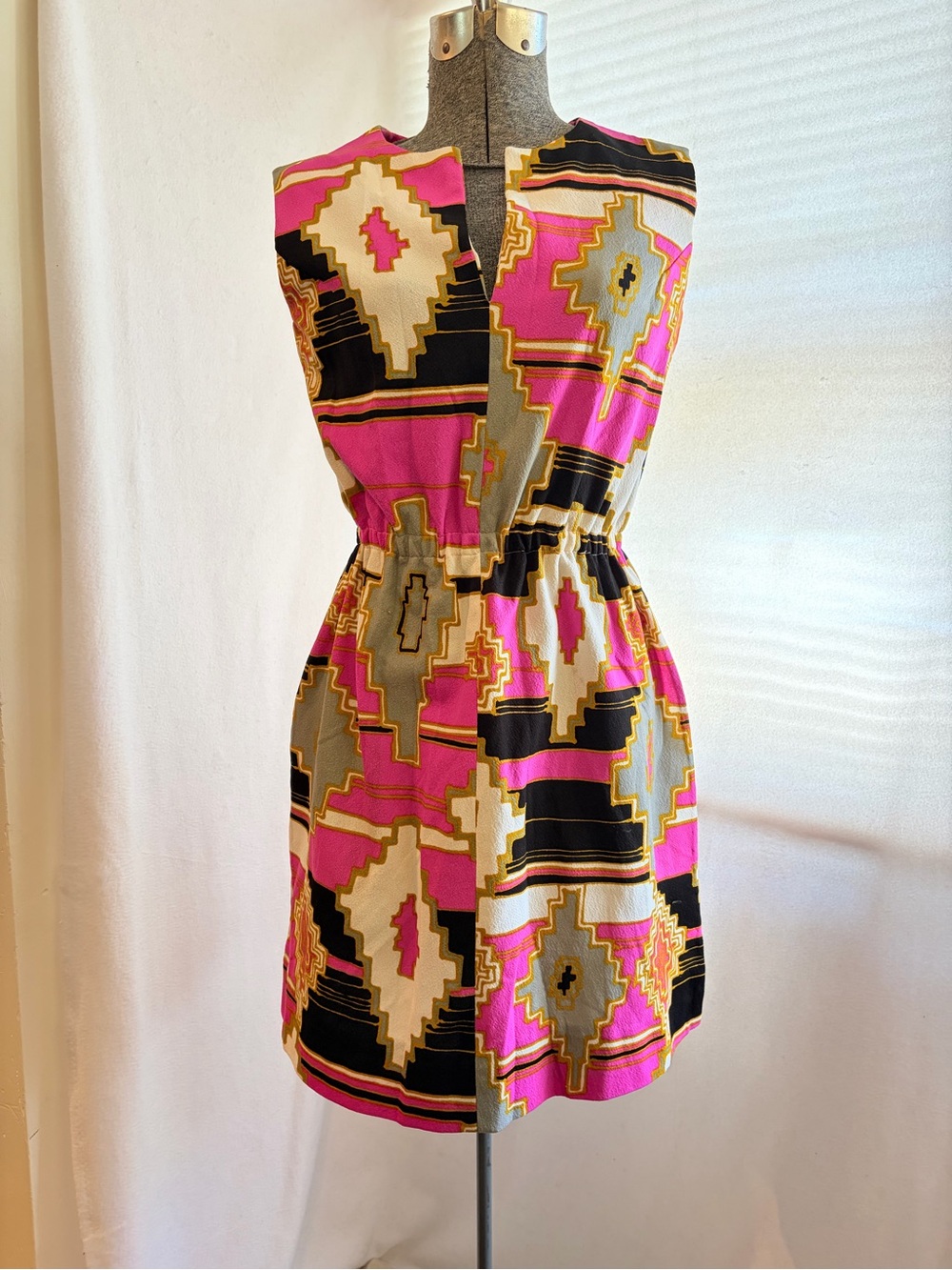 Vtg 60s mod tribal-inspired tunic top
